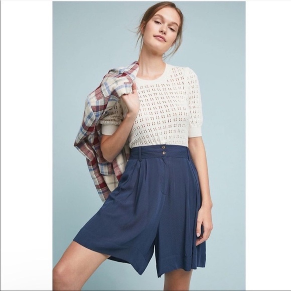 The Odells: 1950s Style High Waisted Navy Blue Shorts From Anthropologie
